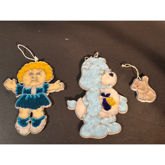 Unbranded Other - Vintage Cabbage Patch Kids Care Bears Suncatcher Ornament Lot 80s Decor 3pc